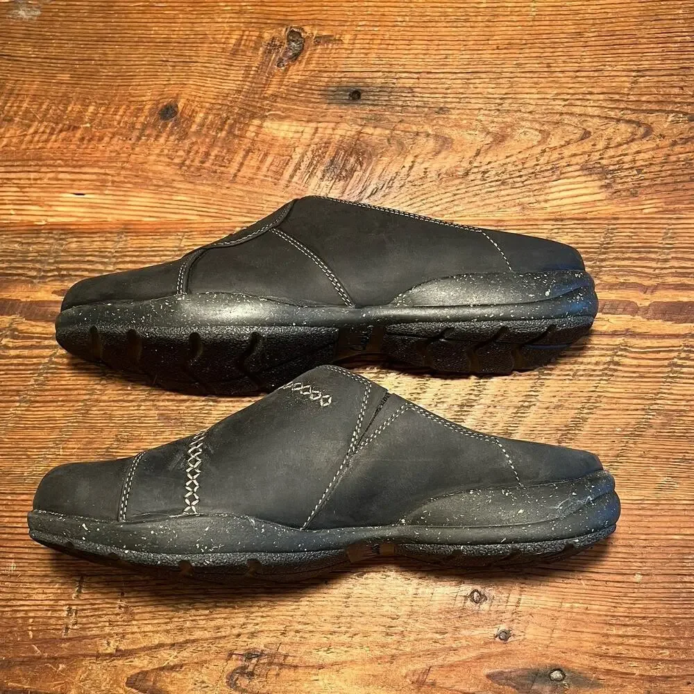 Clarks Roseville Faye Clogs Black Leather Slip On Mules Size 9 Comfort Shoes - Picture 13 of 14